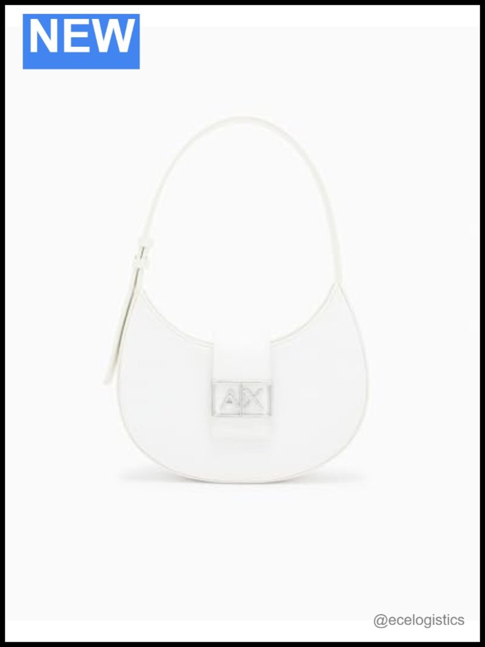 Leather Hobo Shoulder Bag with Zipper Closure - Armani Exchange